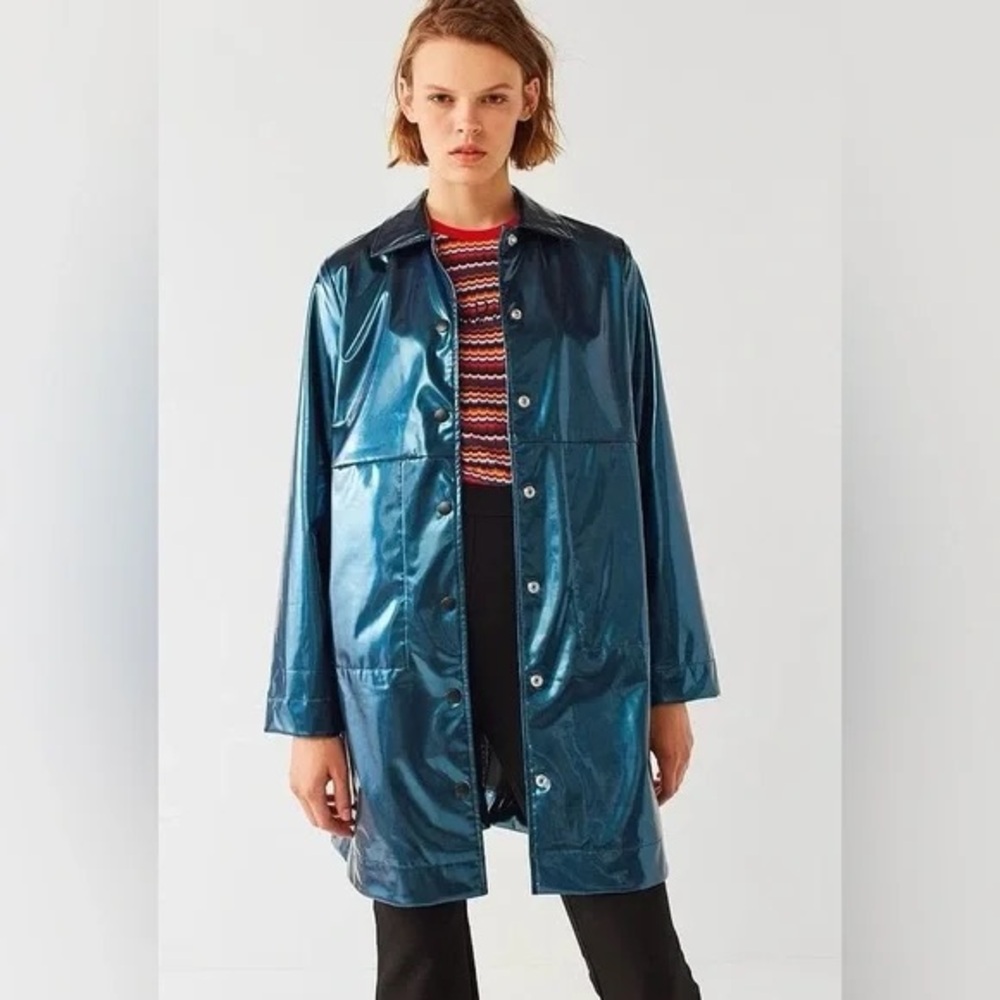 Women's Blue UO Metallic Coat